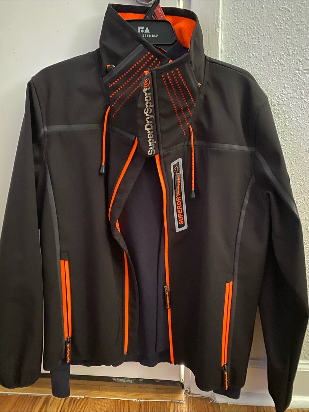 Superdry Black Performance Jacket with Orange Trim